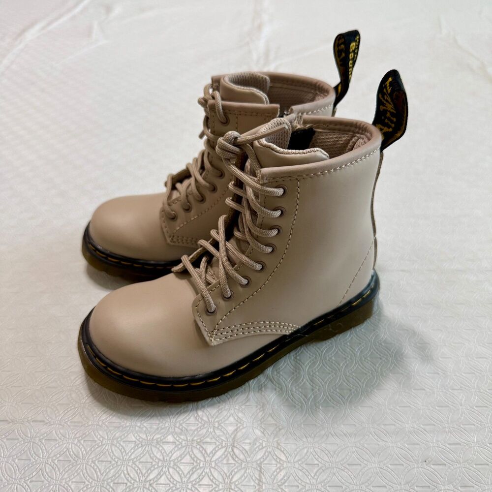 Dr. Martens 1460 Junior Romario Boots Vintage Taupe Color 9 Kids